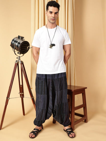 One Size Men's Eco - Friendly Cotton Patchwork Harem Pants | Fits Waist Size 28 to 36 Inches - swadeshsouq.com