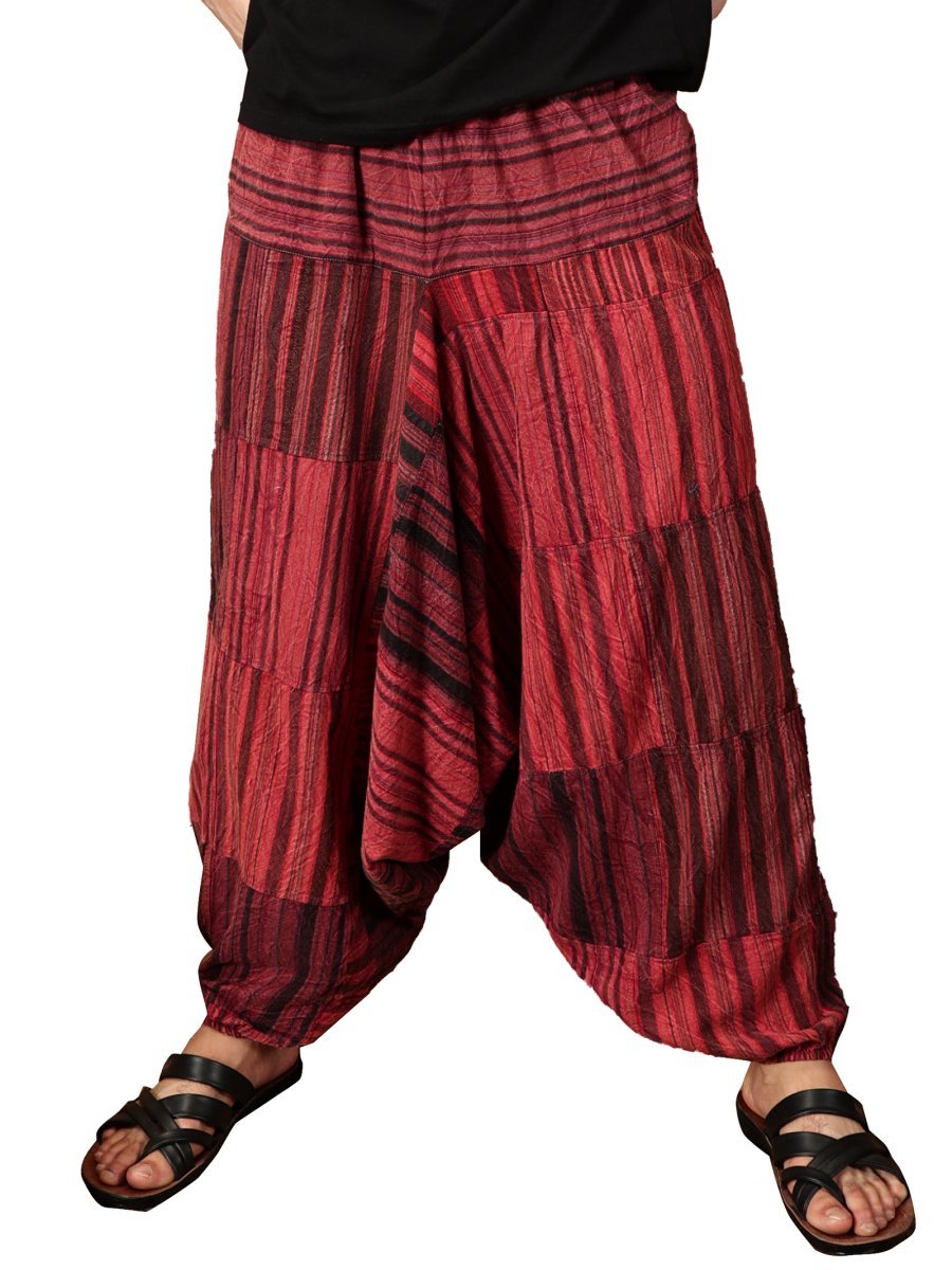 One Size Men's Eco - Friendly Cotton Patchwork Harem Pants | Fits Waist Size 28 to 36 Inches - swadeshsouq.com