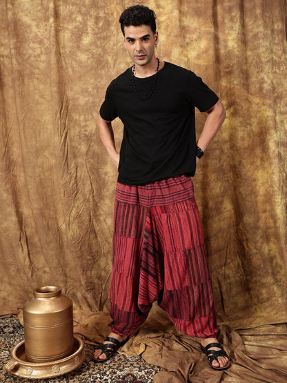 One Size Men's Eco - Friendly Cotton Patchwork Harem Pants | Fits Waist Size 28 to 36 Inches - swadeshsouq.com