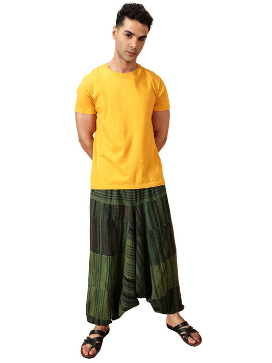 One Size Men's Eco - Friendly Cotton Patchwork Harem Pants | Fits Waist Size 28 to 36 Inches - swadeshsouq.com