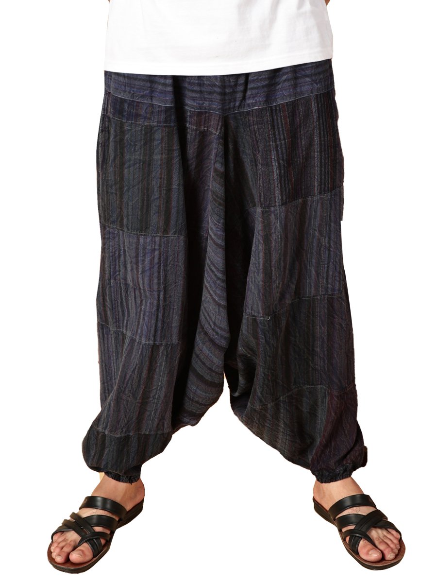 One Size Men's Eco - Friendly Cotton Patchwork Harem Pants | Fits Waist Size 28 to 36 Inches - swadeshsouq.com