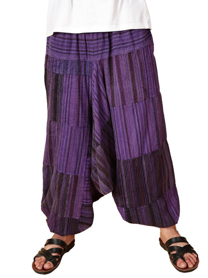 One Size Men's Eco - Friendly Cotton Patchwork Harem Pants | Fits Waist Size 28 to 36 Inches - swadeshsouq.com