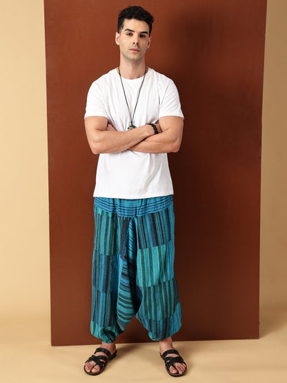 One Size Men's Eco - Friendly Cotton Patchwork Harem Pants | Fits Waist Size 28 to 36 Inches - swadeshsouq.com