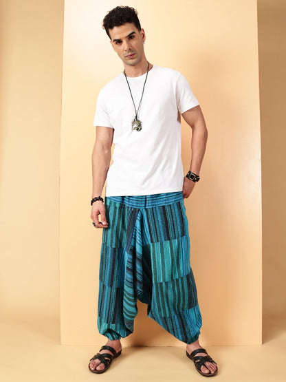 One Size Men's Eco - Friendly Cotton Patchwork Harem Pants | Fits Waist Size 28 to 36 Inches - swadeshsouq.com