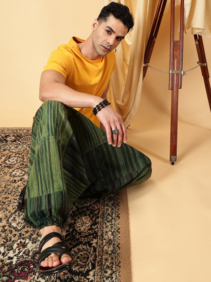 One Size Men's Eco - Friendly Cotton Patchwork Harem Pants | Fits Waist Size 28 to 36 Inches - swadeshsouq.com