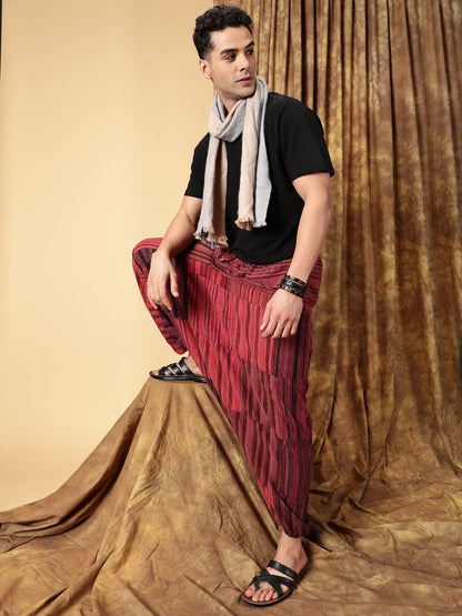 One Size Men's Eco - Friendly Cotton Patchwork Harem Pants | Fits Waist Size 28 to 36 Inches - swadeshsouq.com