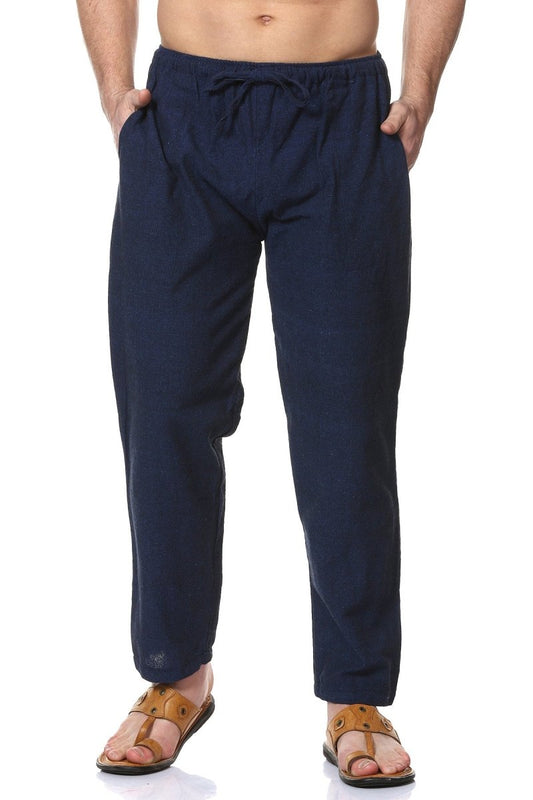 One Size Men's Eco-Friendly Cotton Pyjama | Fits Waist Size 28 to 36 Inches | Blue - swadeshsouq.com