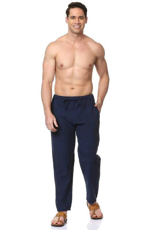 One Size Men's Eco-Friendly Cotton Pyjama | Fits Waist Size 28 to 36 Inches | Blue - swadeshsouq.com