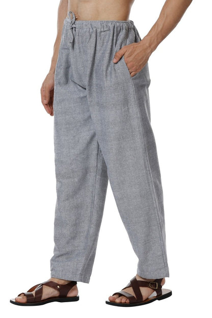 One Size Men's Eco-Friendly Cotton Pyjama | Fits Waist Size 28 to 36 Inches | Grey - swadeshsouq.com