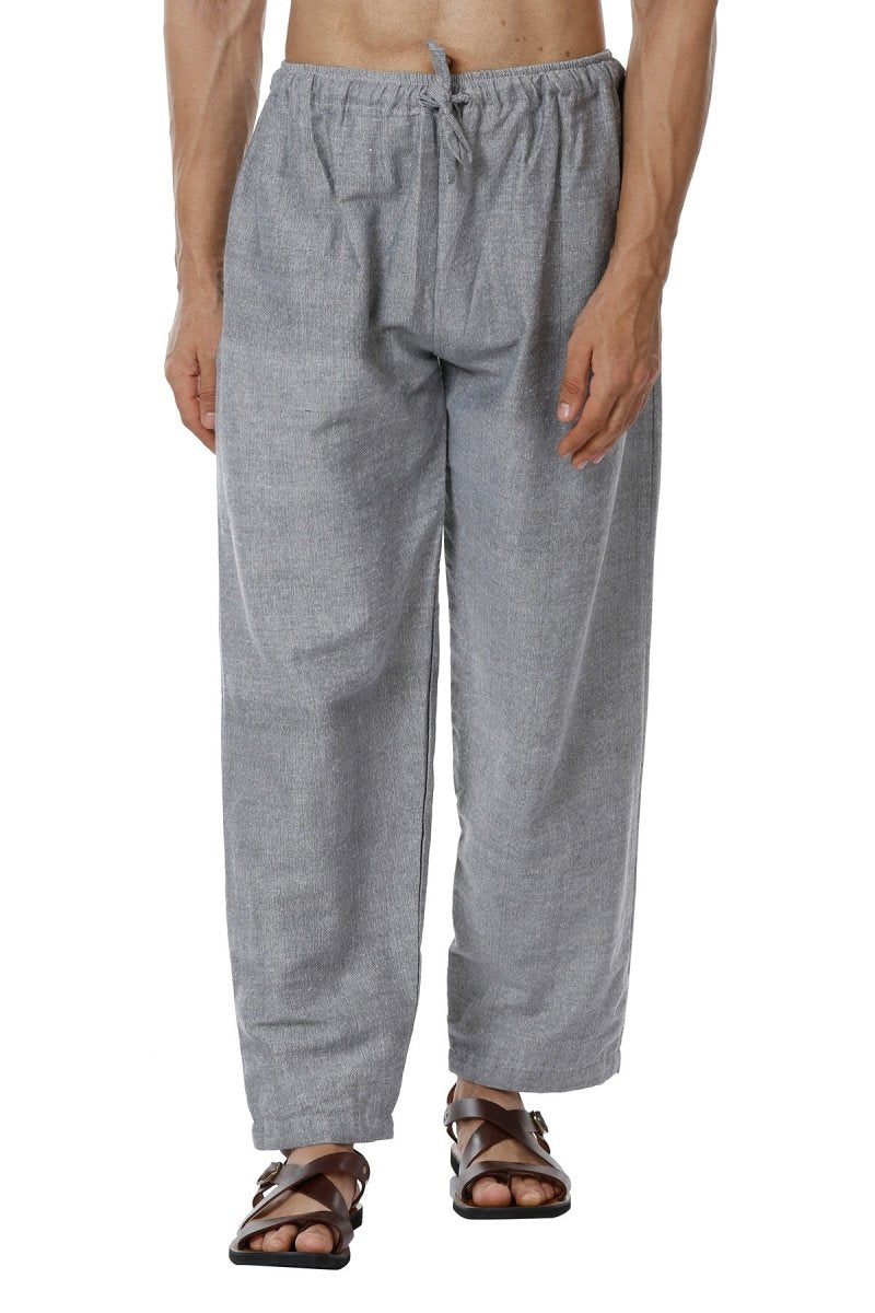 One Size Men's Eco-Friendly Cotton Pyjama | Fits Waist Size 28 to 36 Inches | Grey - swadeshsouq.com