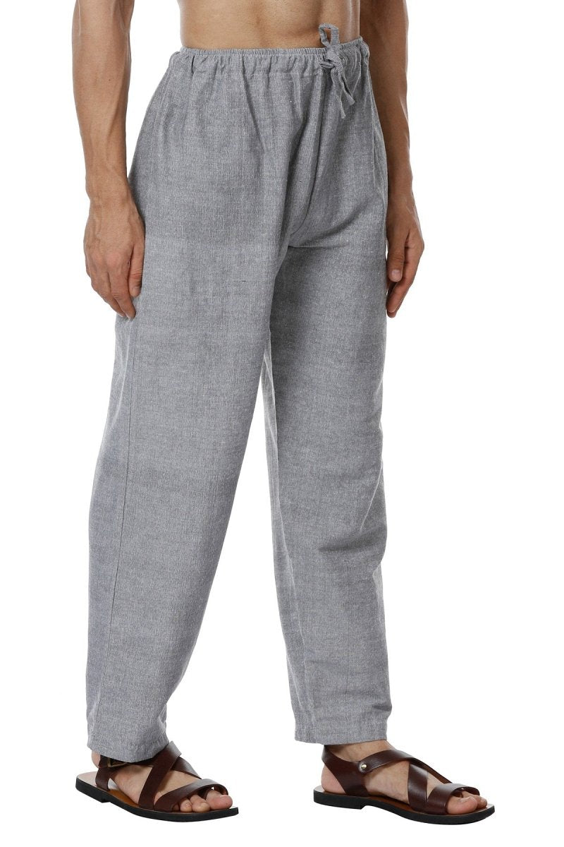 One Size Men's Eco-Friendly Cotton Pyjama | Fits Waist Size 28 to 36 Inches | Grey - swadeshsouq.com