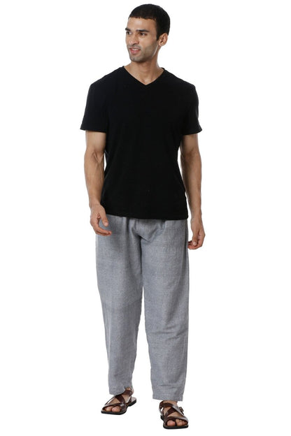 One Size Men's Eco-Friendly Cotton Pyjama | Fits Waist Size 28 to 36 Inches | Grey - swadeshsouq.com