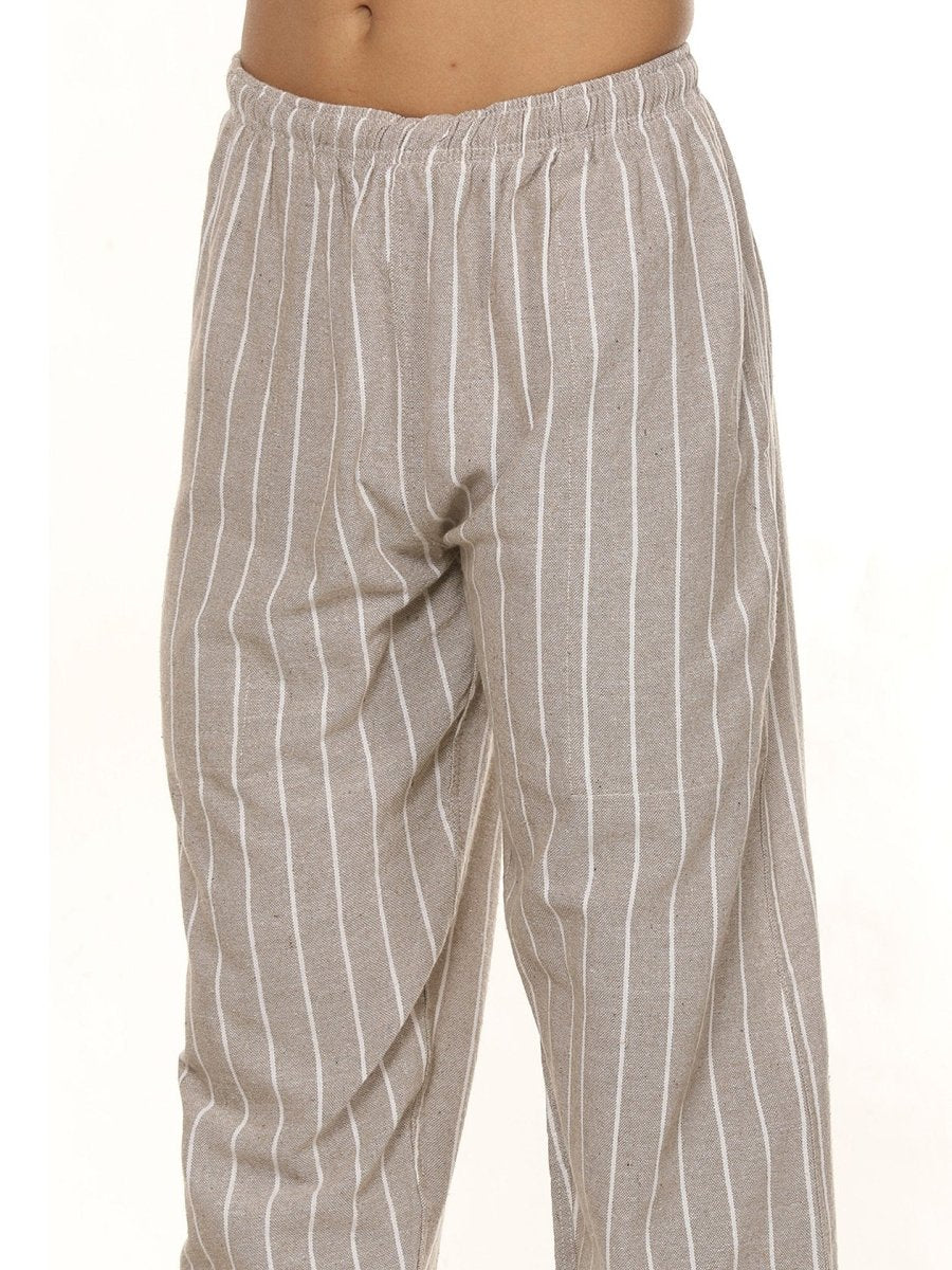 One Size Men's Eco-Friendly Cotton Pyjama | Fits Waist Size 28 to 36 Inches | Light Grey Stripes - swadeshsouq.com