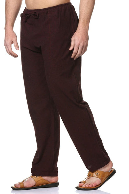 One Size Men's Eco-Friendly Cotton Pyjama | Fits Waist Size 28 to 36 Inches | Maroon - swadeshsouq.com