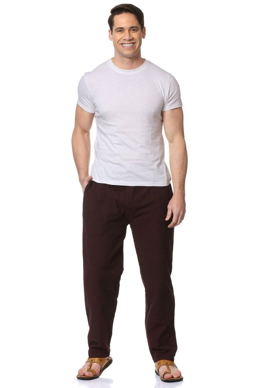 One Size Men's Eco-Friendly Cotton Pyjama | Fits Waist Size 28 to 36 Inches | Maroon - swadeshsouq.com