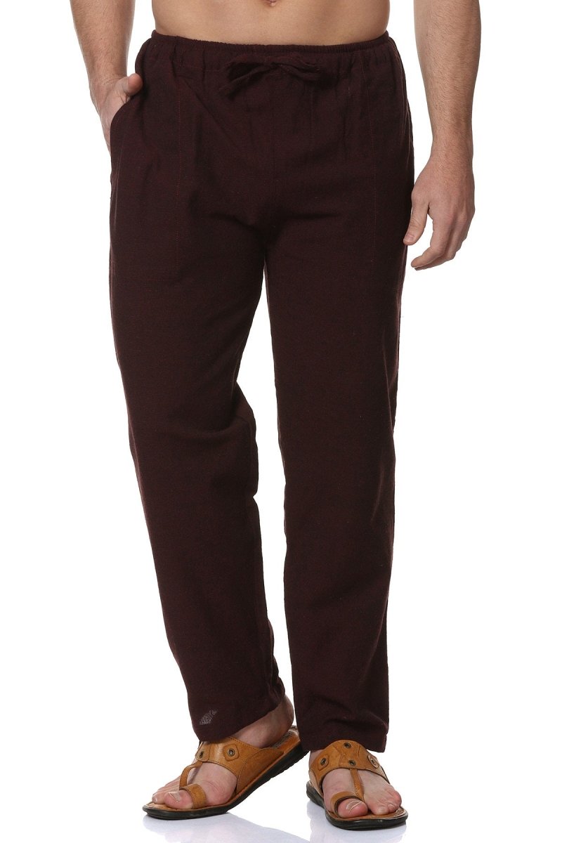 One Size Men's Eco-Friendly Cotton Pyjama | Fits Waist Size 28 to 36 Inches | Maroon - swadeshsouq.com