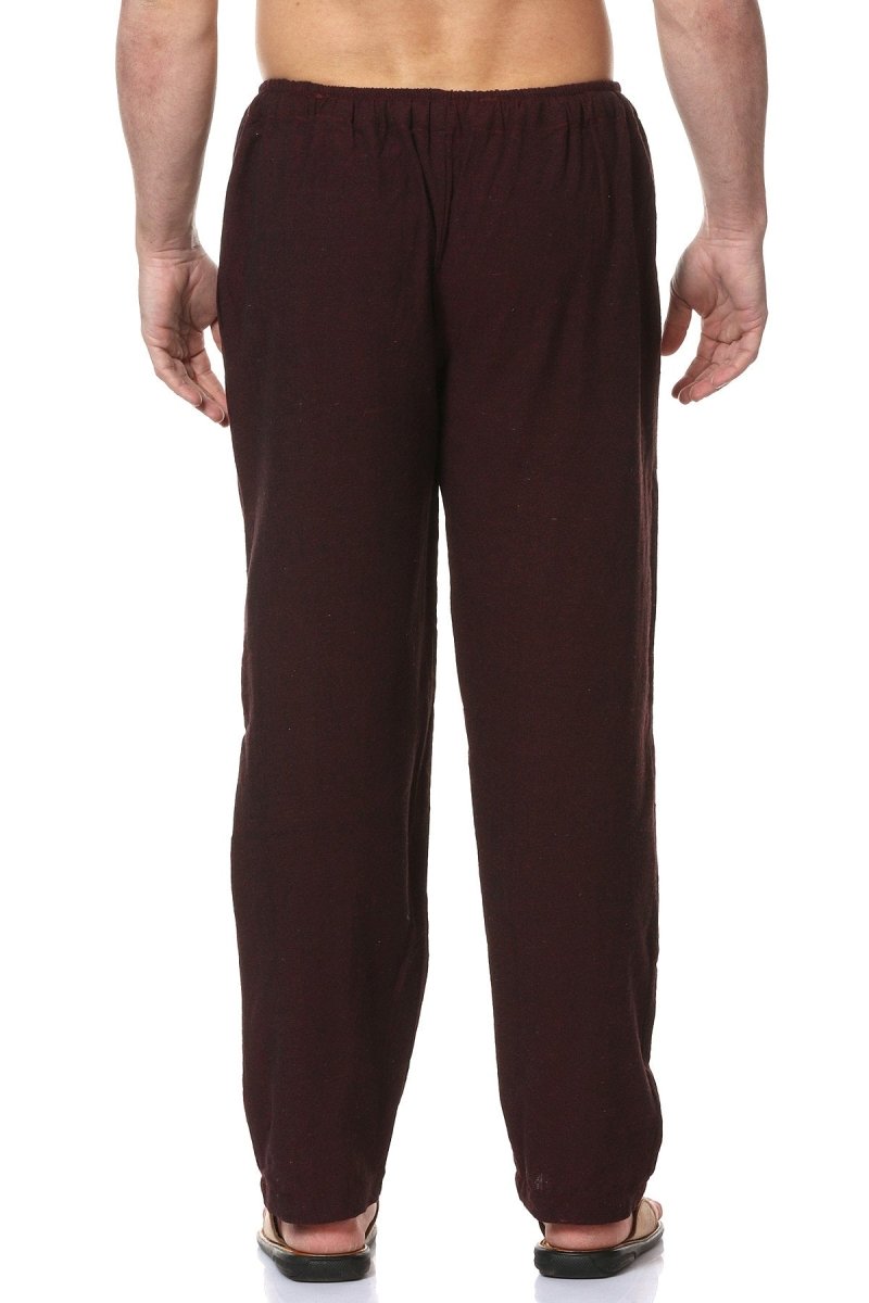 One Size Men's Eco-Friendly Cotton Pyjama | Fits Waist Size 28 to 36 Inches | Maroon - swadeshsouq.com