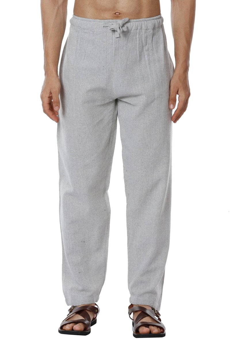 One Size Men's Eco-Friendly Cotton Pyjama | Fits Waist Size 28 to 36 Inches | Melange Grey - swadeshsouq.com