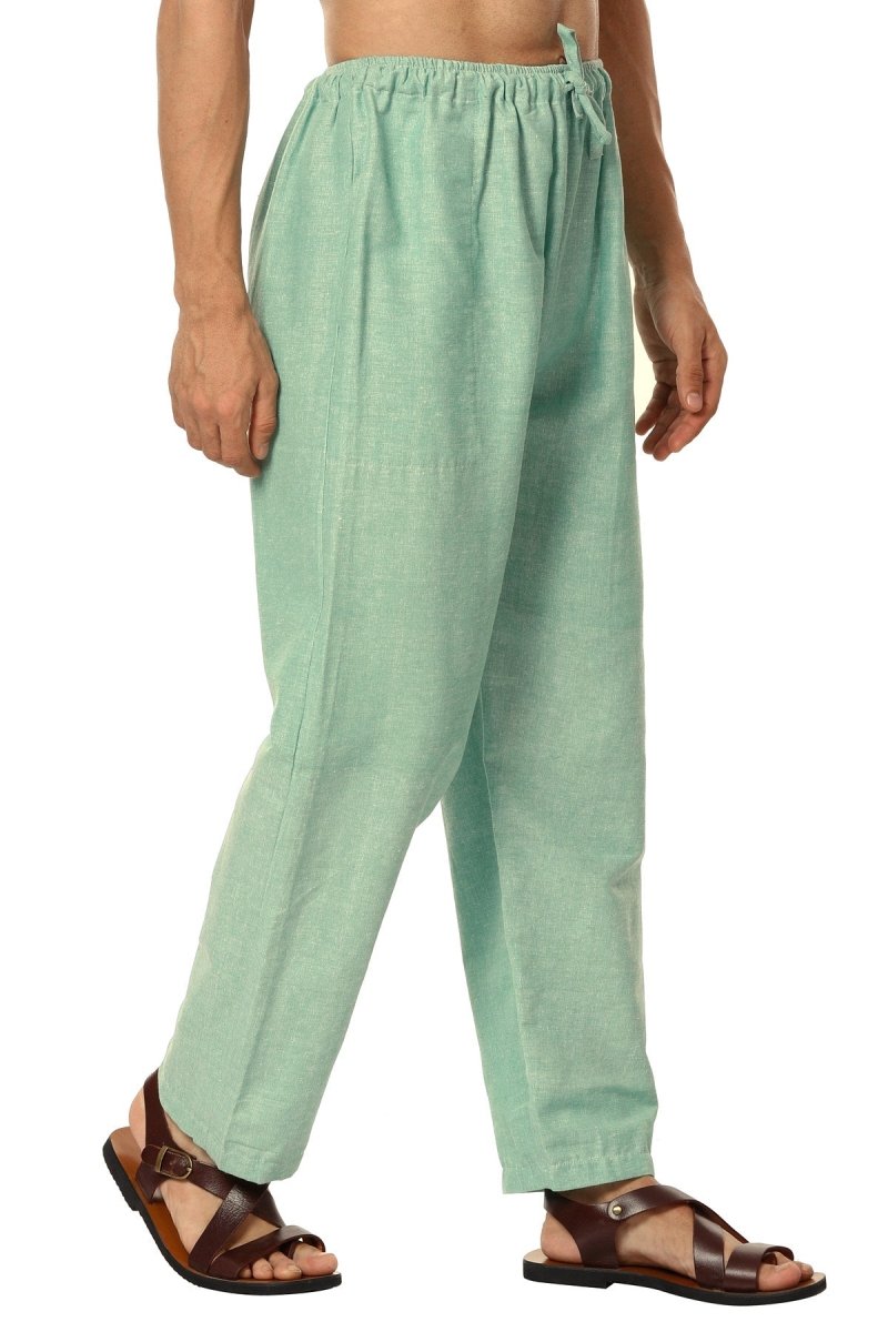 One Size Men's Eco-Friendly Cotton Pyjama | Fits Waist Size 28 to 36 Inches | Sea Green - swadeshsouq.com