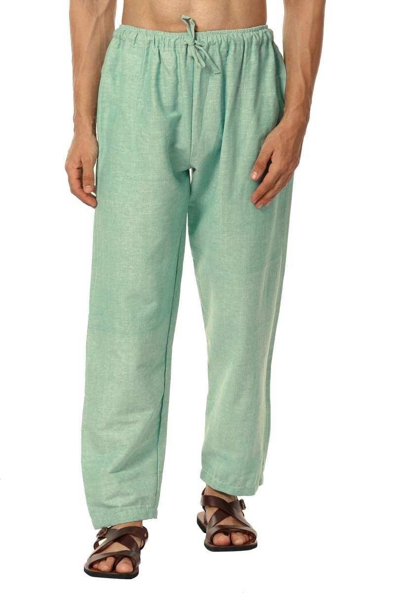 One Size Men's Eco-Friendly Cotton Pyjama | Fits Waist Size 28 to 36 Inches | Sea Green - swadeshsouq.com