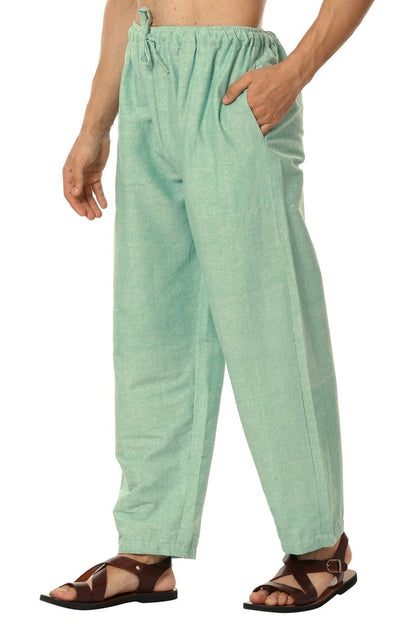 One Size Men's Eco-Friendly Cotton Pyjama | Fits Waist Size 28 to 36 Inches | Sea Green - swadeshsouq.com