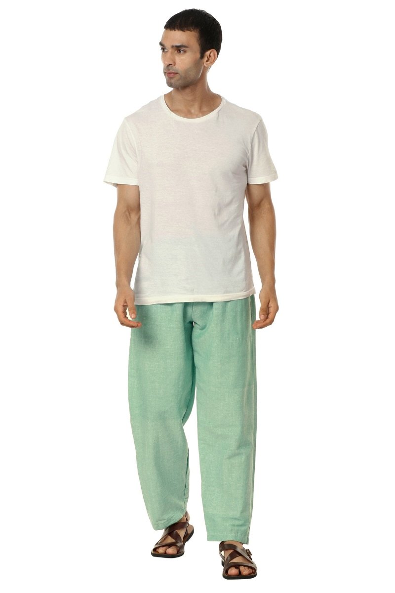 One Size Men's Eco-Friendly Cotton Pyjama | Fits Waist Size 28 to 36 Inches | Sea Green - swadeshsouq.com