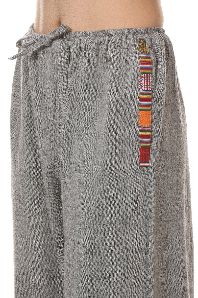 One Size Men's Eco-Friendly Cotton Tribal Harem Pants | Fits Waist Size 28 to 36 Inches | Grey - swadeshsouq.com