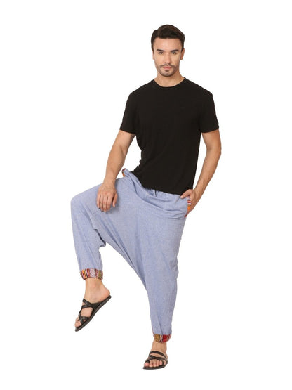 One Size Men's Eco-Friendly Cotton Tribal Harem Pants | Fits Waist Size 28 to 36 Inches | Lavendor - swadeshsouq.com