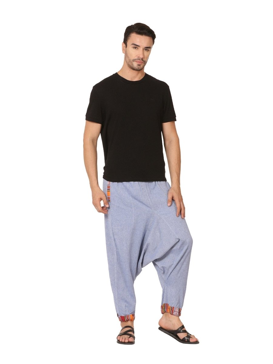 One Size Men's Eco-Friendly Cotton Tribal Harem Pants | Fits Waist Size 28 to 36 Inches | Lavendor - swadeshsouq.com