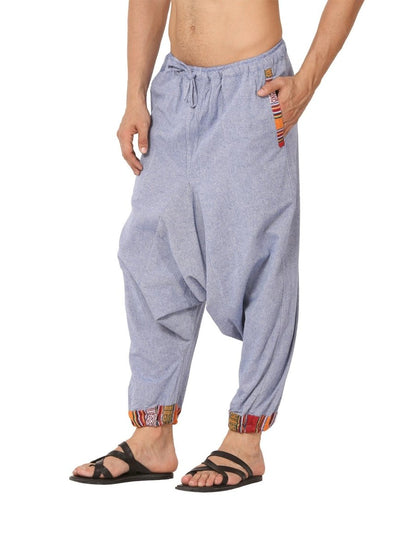 One Size Men's Eco-Friendly Cotton Tribal Harem Pants | Fits Waist Size 28 to 36 Inches | Lavendor - swadeshsouq.com