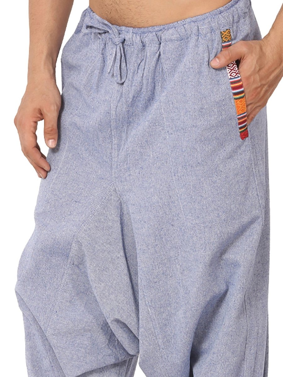 One Size Men's Eco-Friendly Cotton Tribal Harem Pants | Fits Waist Size 28 to 36 Inches | Lavendor - swadeshsouq.com