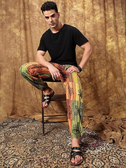 One Size Men's Patchwork Yoga Boho Harem Pants | Fits Waist Size 28 to 36 Inches - swadeshsouq.com