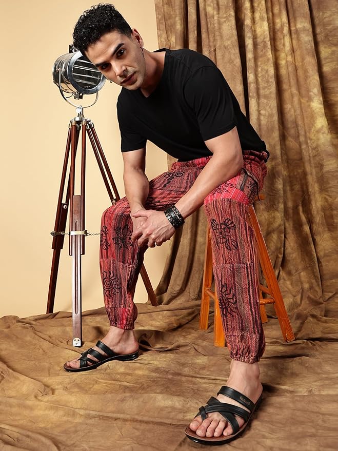 One Size Men's Patchwork Yoga Boho Harem Pants | Fits Waist Size 28 to 36 Inches - swadeshsouq.com