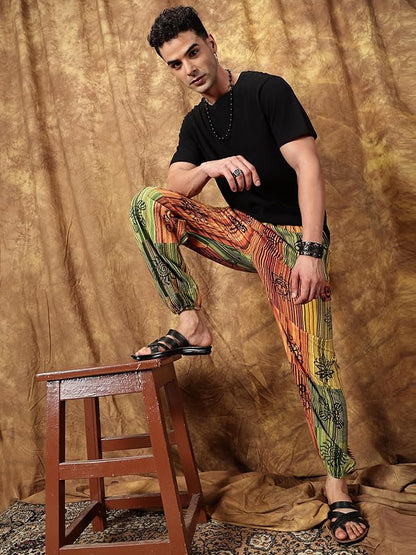 One Size Men's Patchwork Yoga Boho Harem Pants | Fits Waist Size 28 to 36 Inches - swadeshsouq.com