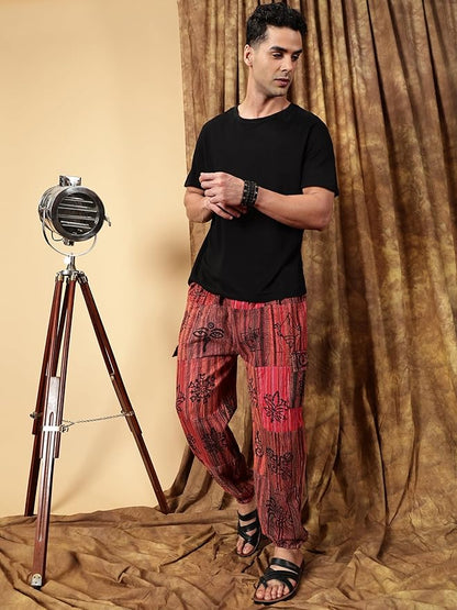 One Size Men's Patchwork Yoga Boho Harem Pants | Fits Waist Size 28 to 36 Inches - swadeshsouq.com