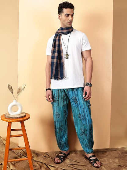 One Size Men's Patchwork Yoga Boho Harem Pants | Fits Waist Size 28 to 36 Inches - swadeshsouq.com