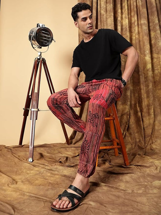 One Size Men's Patchwork Yoga Boho Harem Pants | Fits Waist Size 28 to 36 Inches - swadeshsouq.com