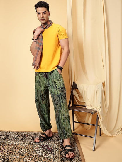 One Size Men's Patchwork Yoga Boho Harem Pants | Fits Waist Size 28 to 36 Inches - swadeshsouq.com