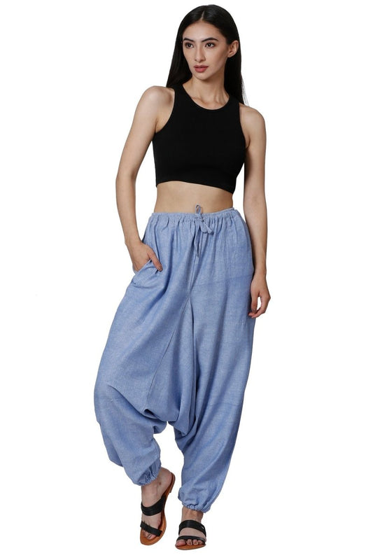 One Size Women's Eco - Friendly Cotton Harem Pants | Fits Waist Size 28 to 36 Inches | Lavender - swadeshsouq.com