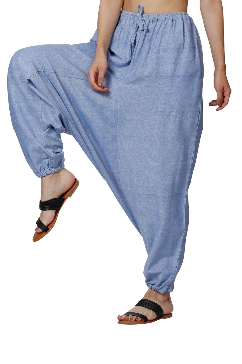 One Size Women's Eco - Friendly Cotton Harem Pants | Fits Waist Size 28 to 36 Inches | Lavender - swadeshsouq.com