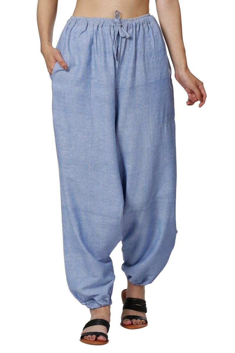 One Size Women's Eco - Friendly Cotton Harem Pants | Fits Waist Size 28 to 36 Inches | Lavender - swadeshsouq.com