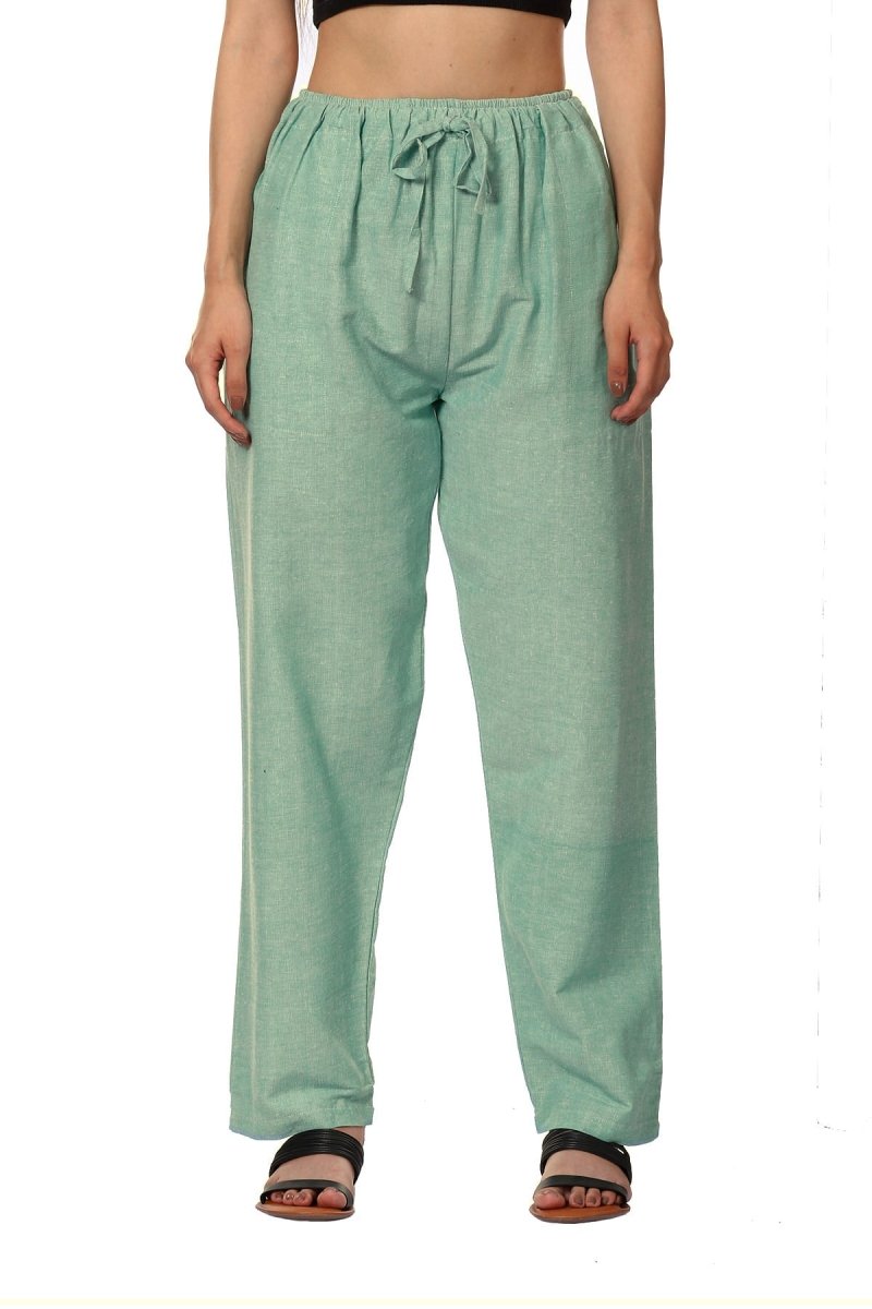 One Size Women's Eco - Friendly Cotton Pajamas| Fits Waist Size 28 to 36 Inches | Sea Green - swadeshsouq.com