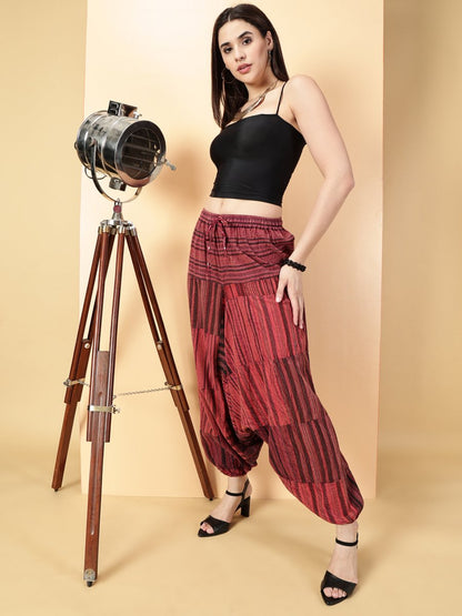 One Size Women's Eco - Friendly Cotton Patchwork Harem Pants | Fits Waist Size 28 to 36 Inches - swadeshsouq.com