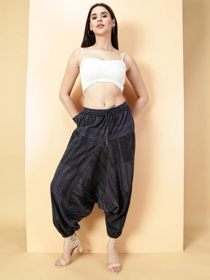 One Size Women's Eco - Friendly Cotton Patchwork Harem Pants | Fits Waist Size 28 to 36 Inches - swadeshsouq.com