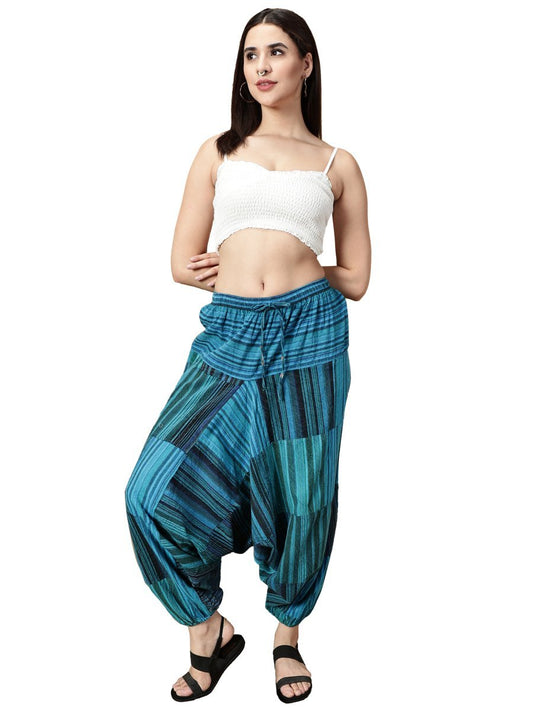 One Size Women's Eco - Friendly Cotton Patchwork Harem Pants | Fits Waist Size 28 to 36 Inches - swadeshsouq.com