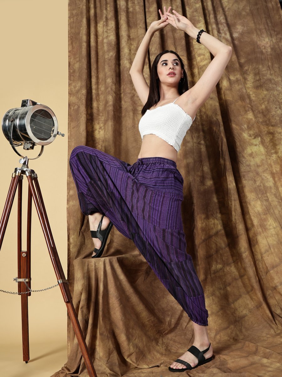 One Size Women's Eco - Friendly Cotton Patchwork Harem Pants | Fits Waist Size 28 to 36 Inches - swadeshsouq.com