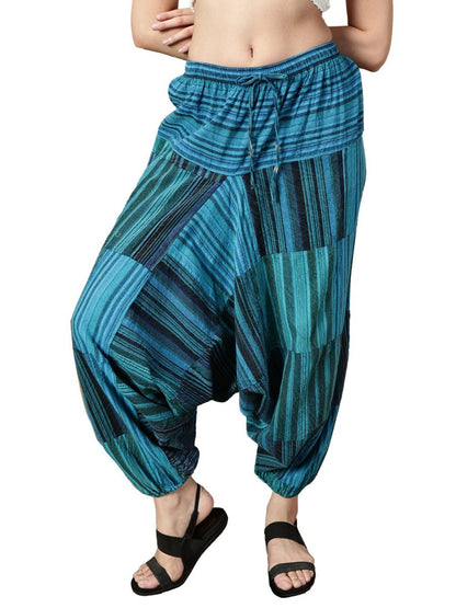 One Size Women's Eco - Friendly Cotton Patchwork Harem Pants | Fits Waist Size 28 to 36 Inches - swadeshsouq.com