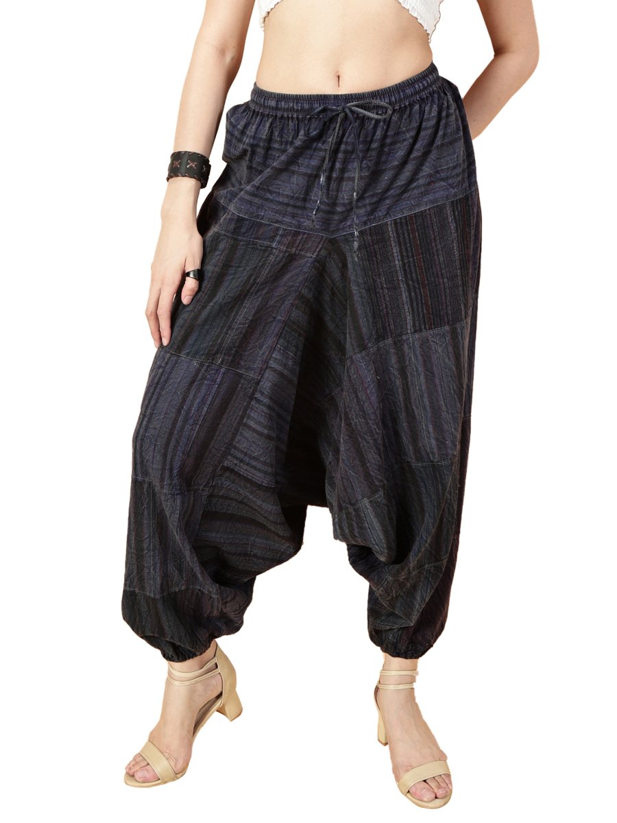 One Size Women's Eco - Friendly Cotton Patchwork Harem Pants | Fits Waist Size 28 to 36 Inches - swadeshsouq.com