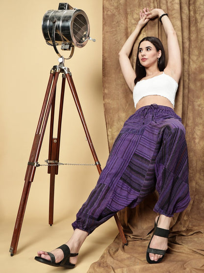 One Size Women's Eco - Friendly Cotton Patchwork Harem Pants | Fits Waist Size 28 to 36 Inches - swadeshsouq.com