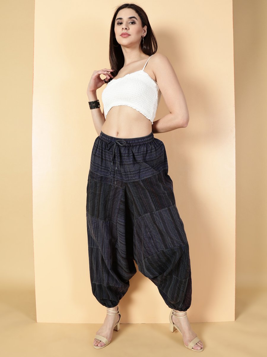 One Size Women's Eco - Friendly Cotton Patchwork Harem Pants | Fits Waist Size 28 to 36 Inches - swadeshsouq.com